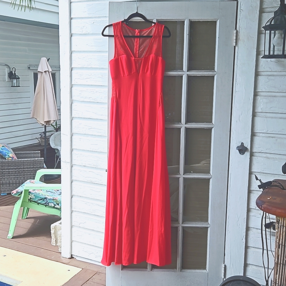 BCBG mesh back gown